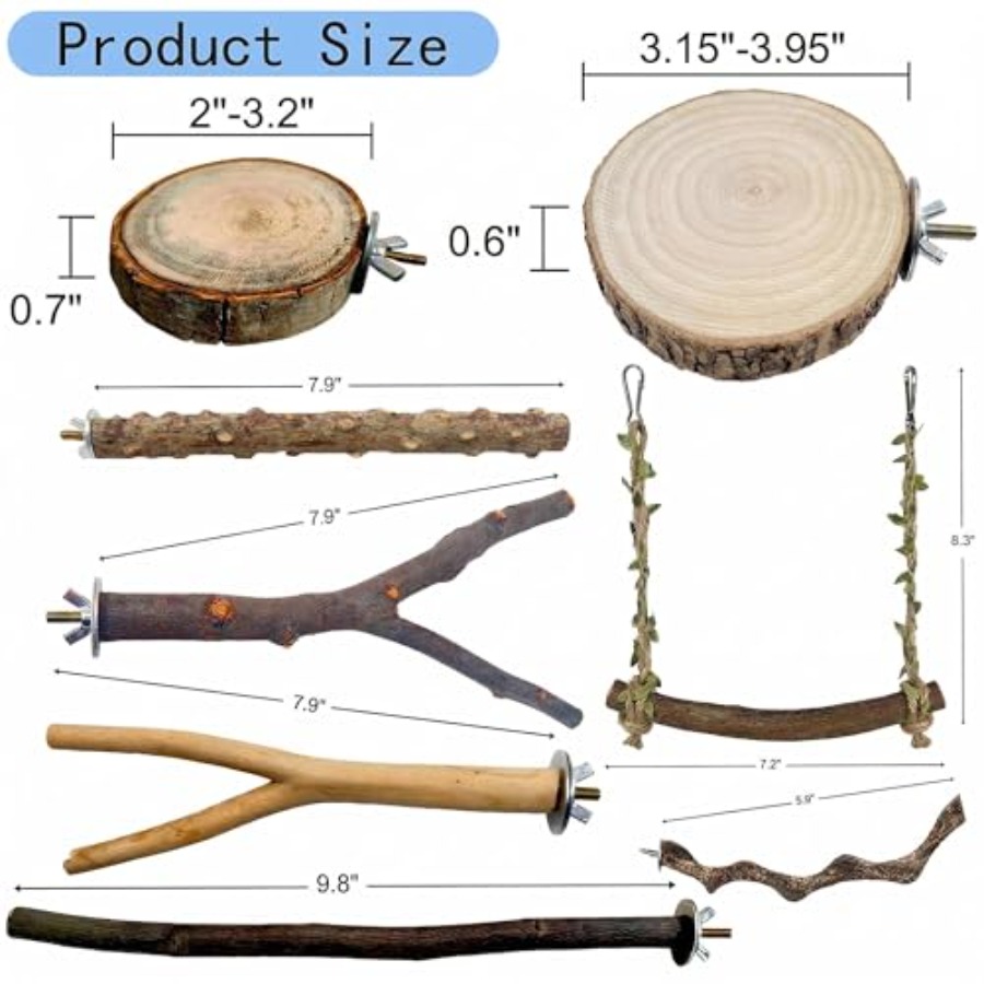 8PCS natural wood bird perches - Health & Wellness Fee review and price