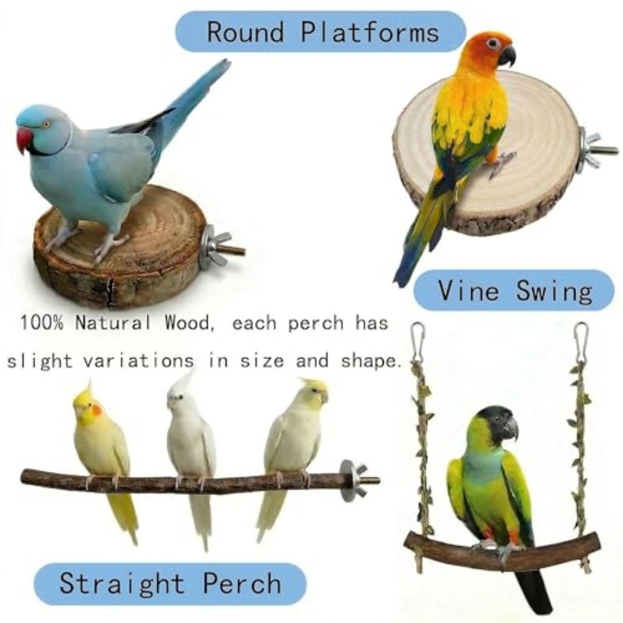 8PCS natural wood bird perches - Health & Wellness Fee review and price