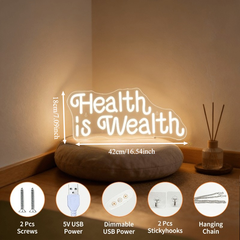 Health is Wealth Neon Sign LED - Health Wellness Gym review and price